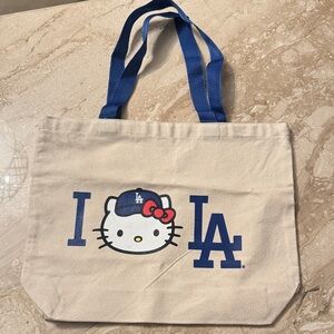 Hello Kitty x LA Dodgers Canvas Tote in Cream and Blue